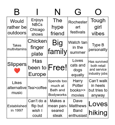 How similar are you to Megan Bingo Card