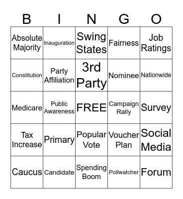 2012 Presidential Bingo Card