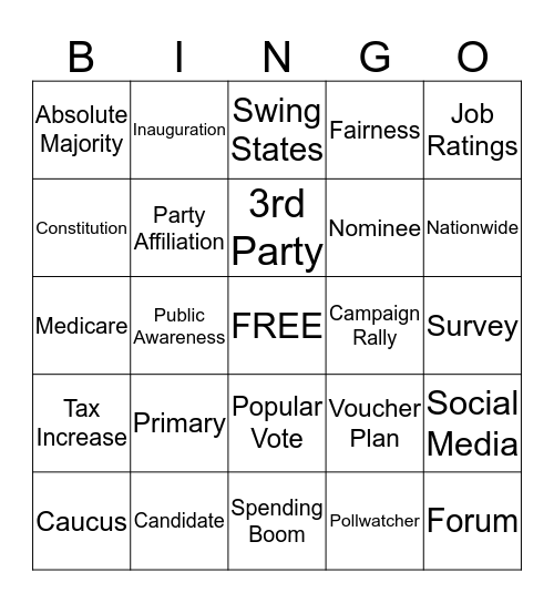 2012 Presidential Bingo Card