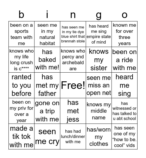 B A I L E Y 🥰🥳💥🤑🥺❌👀 Bingo Card