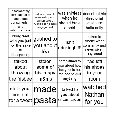 Rick Bingo Card