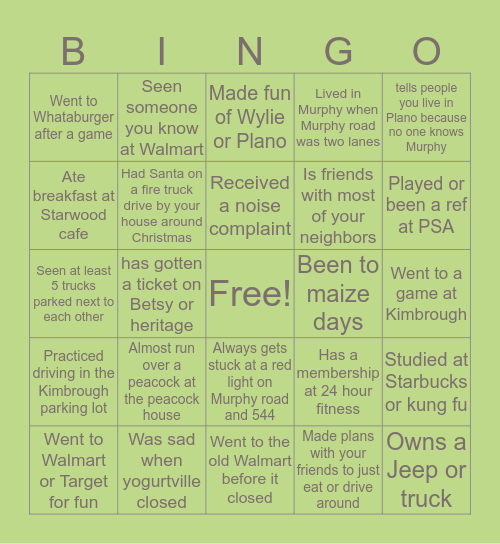 . Bingo Card