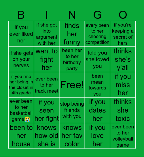 Jakaylah’s bingo Card