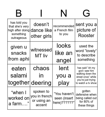 Liv Bingo Card