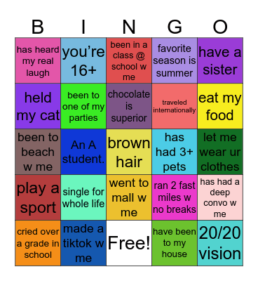 Makenna’s Bingo Card