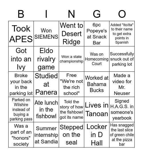 La Cueva Bingo Card