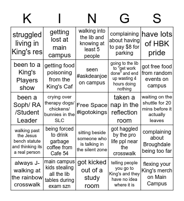 King's Bingo (but better) Bingo Card