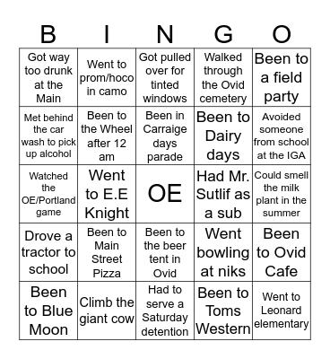 Ovid/Elsie Bingo Card