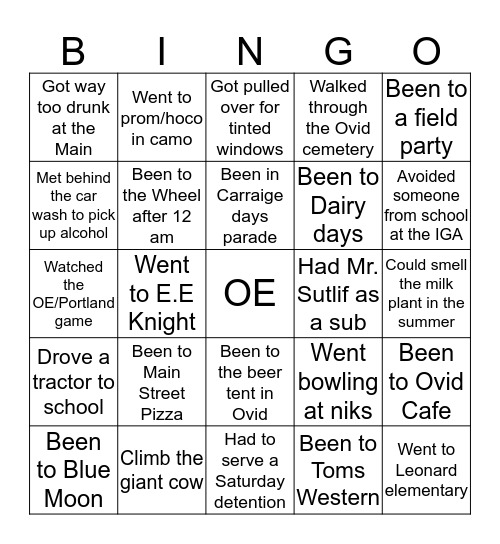 Ovid/Elsie Bingo Card