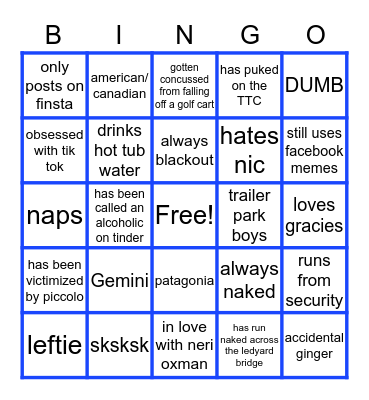 Ellie's Bingo Card