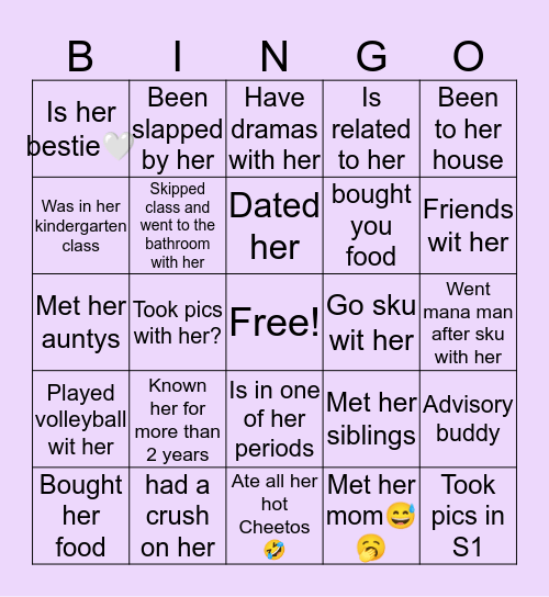 Leahh’s bingo!🥴 Bingo Card