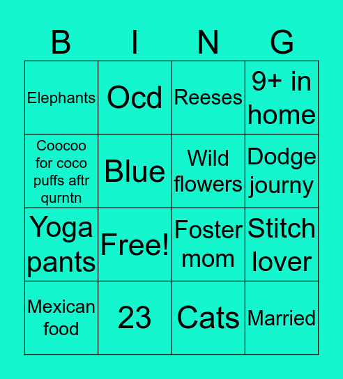 Bingo with Hannah Bingo Card