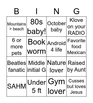 Are You Like Me ? Bingo Card