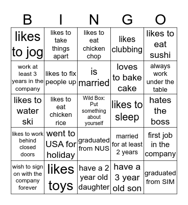 The Bingo Game Bingo Card