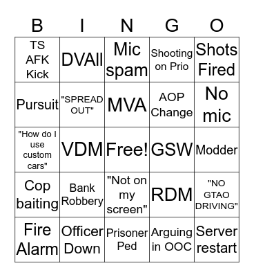 SLRP Bingo Card