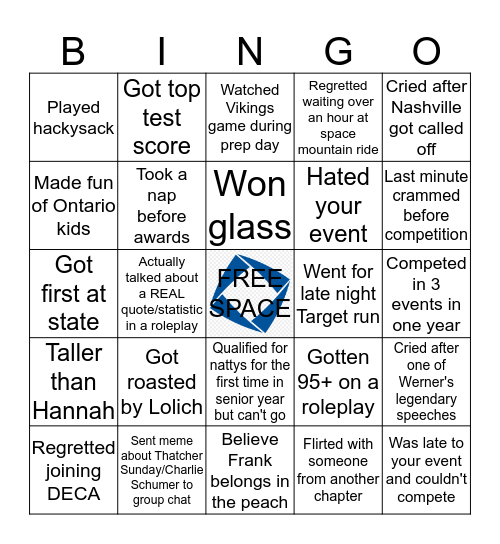 DECA Bingo Card