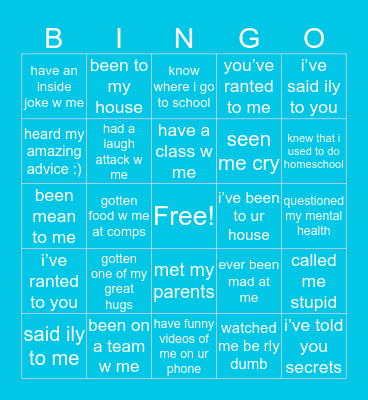 shelby’s bingo Card