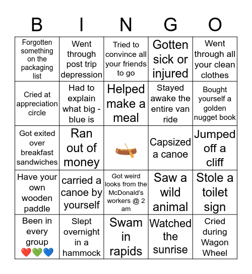 La Vérendrye Bingo Card