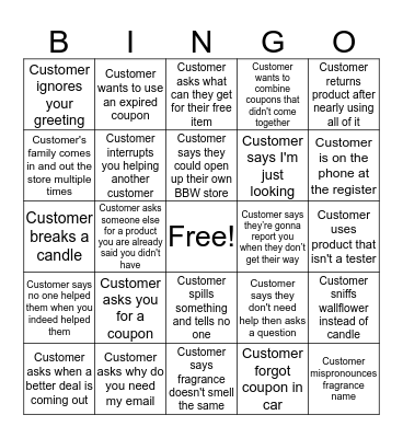 Bath & Body Works Bingo Card