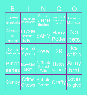 Carolyn Bingo Card