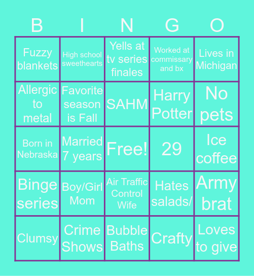 Carolyn Bingo Card