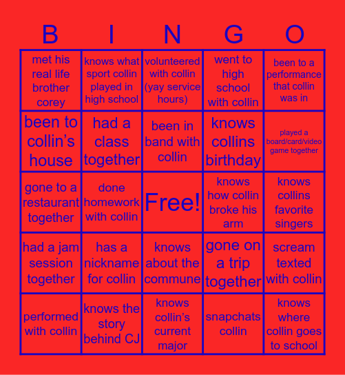 collin’s bingo Card