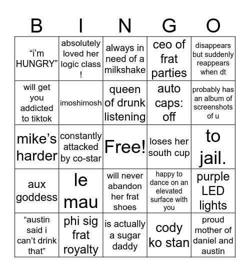 Kayleigh Bingo Card