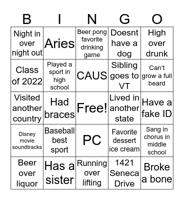 JT BINGO Card