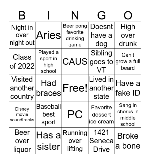 JT BINGO Card