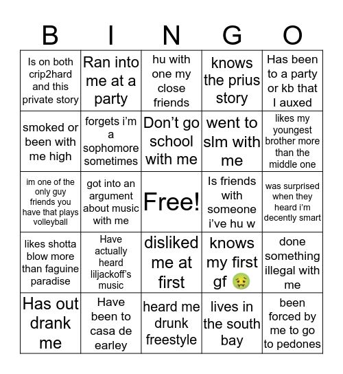 Liljackoff’s bingo Card