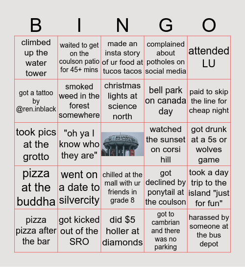 Sudbury Bingo! Bingo Card