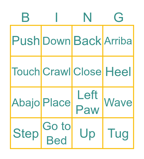 Commands Bingo Card