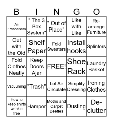 Organization Skills Bingo Card