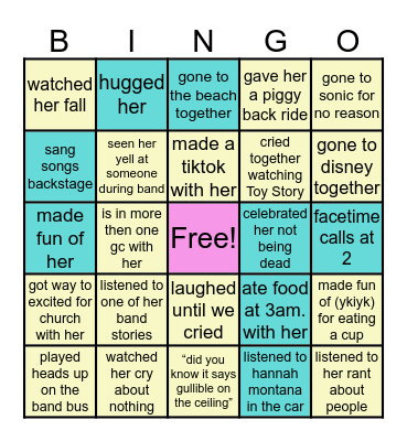 Taylor Bingo Card