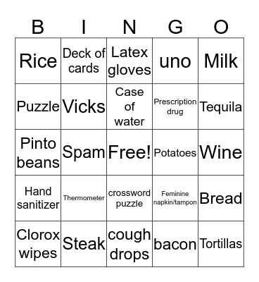 Shelter in Place Bingo Card