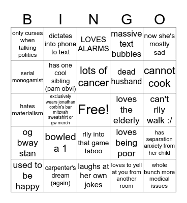 nancy shapiro bingo Card