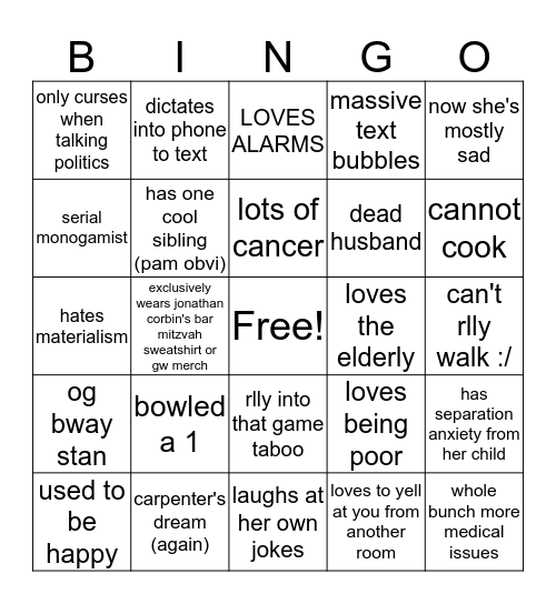 nancy shapiro bingo Card