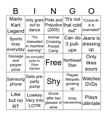 Sam Bingo Card