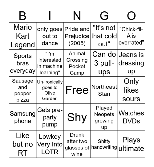 Sam Bingo Card