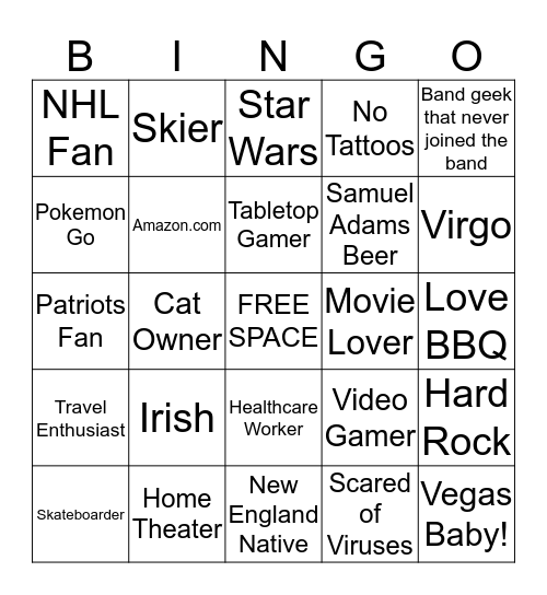 How similar are you to Sean? Bingo Card