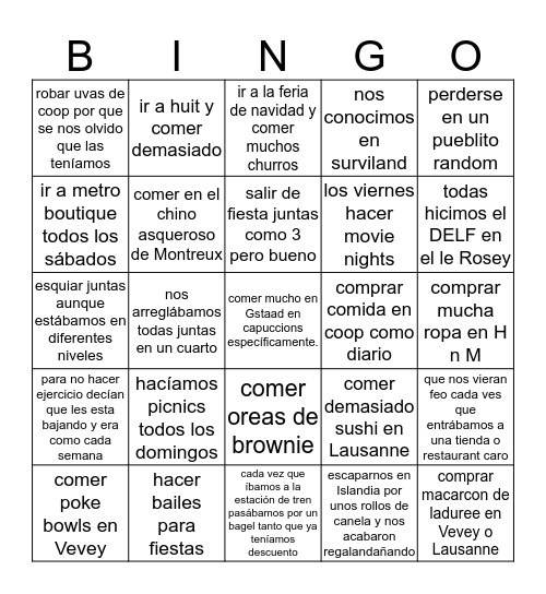 sugar rush Bingo Card