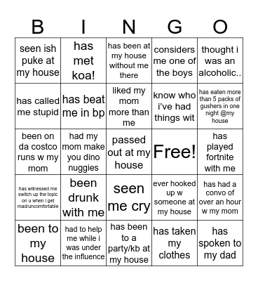 maddie’s bingo Card