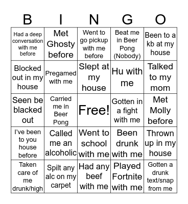 Alex’s Bingo Card