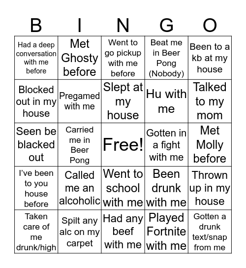Alex’s Bingo Card