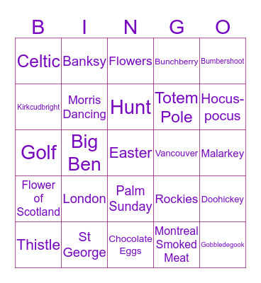 Easter Friday Bingo Card