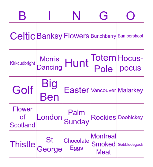 Easter Friday Bingo Card