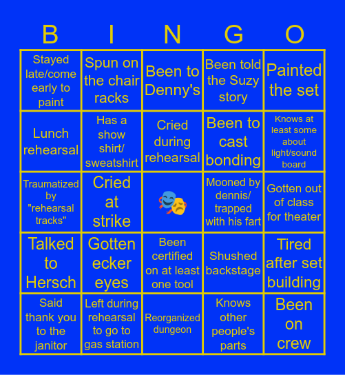 Foothiller Players Bingo Card