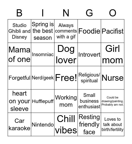 How much do we have in common? Bingo Card