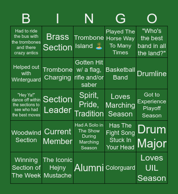AHS Colt Band Bingo 🐎🐎🐎 Bingo Card