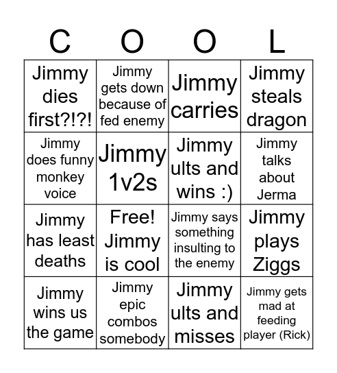 Jimmy's Terrorist Card Bingo Card